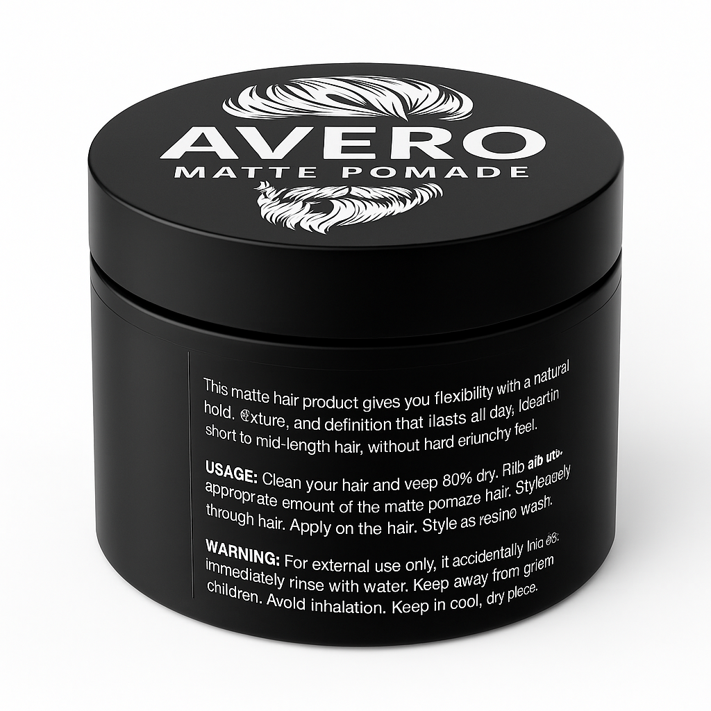 AVERO Matte Pomade – Strong Hold & Natural Matte Finish