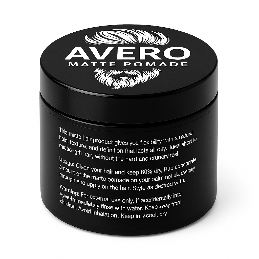 AVERO Matte Pomade – Strong Hold & Natural Matte Finish